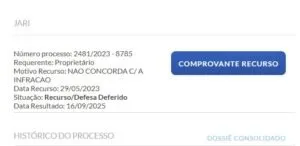 Decisão de recurso deferido contra multa de bafômetro
