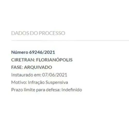 Recurso deferido contra infração autossuspensiva